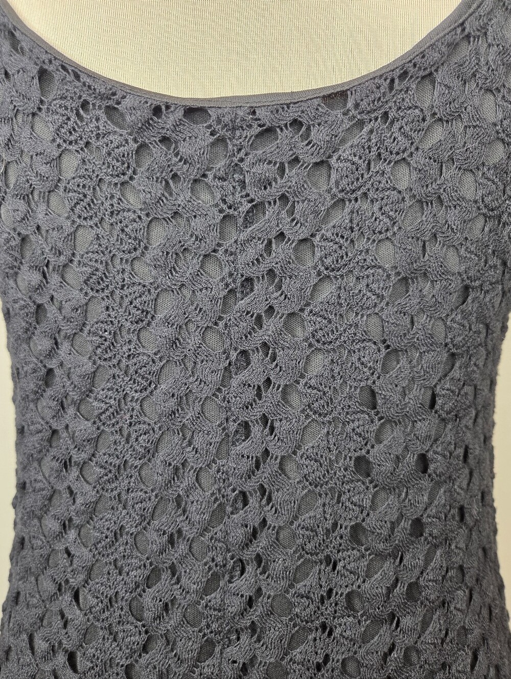 Black Open Knit Crochet Maxi Dress Witchy Boho Gothic Festival Medium - Picture 6 of 12